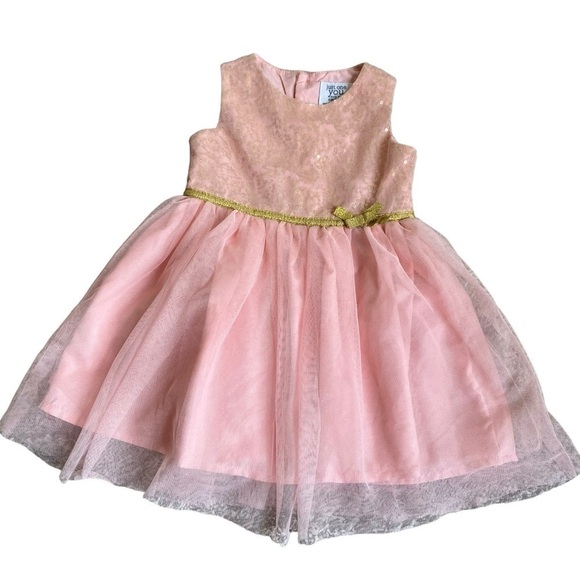 Carters Baby Girls Holiday Dress Pink Gold Sequined Tulle Fairy Dress Sz 12mo - Picture 8 of 16